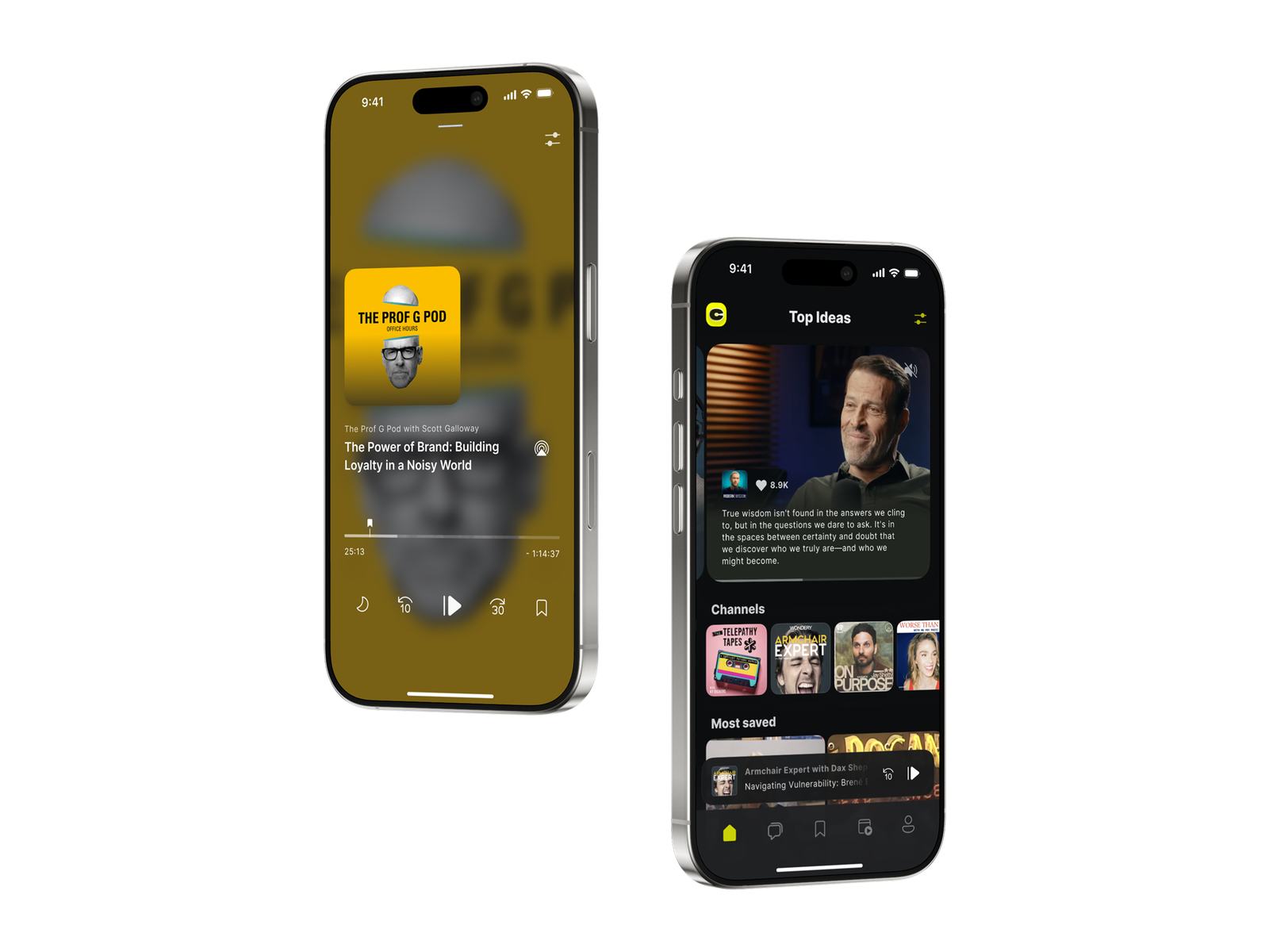 CueUp — Now Playing and Top Ideas on two devices