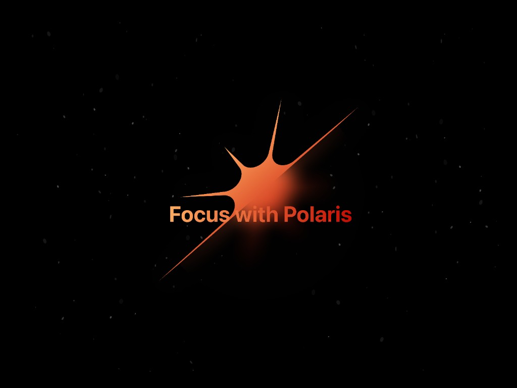 Focus with Polaris — star graphic on dark background